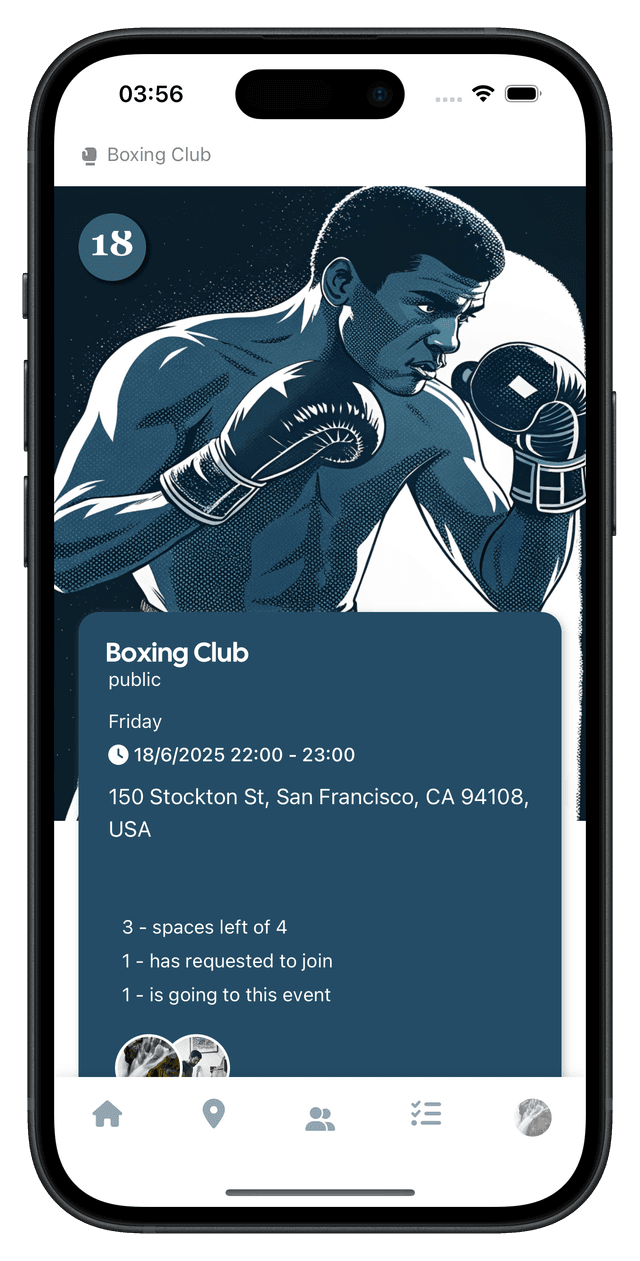 Crewters app screenshot displaying sports challenges and competitions